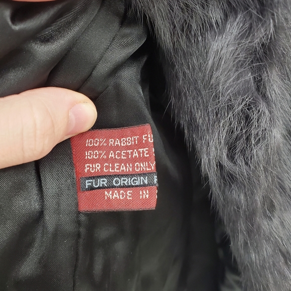 100% Rabit Fur Coat Black Great Condition - Picture 6 of 7